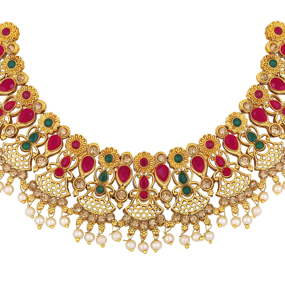 Traditional Multicolour White Kundan Choker Necklace Set
