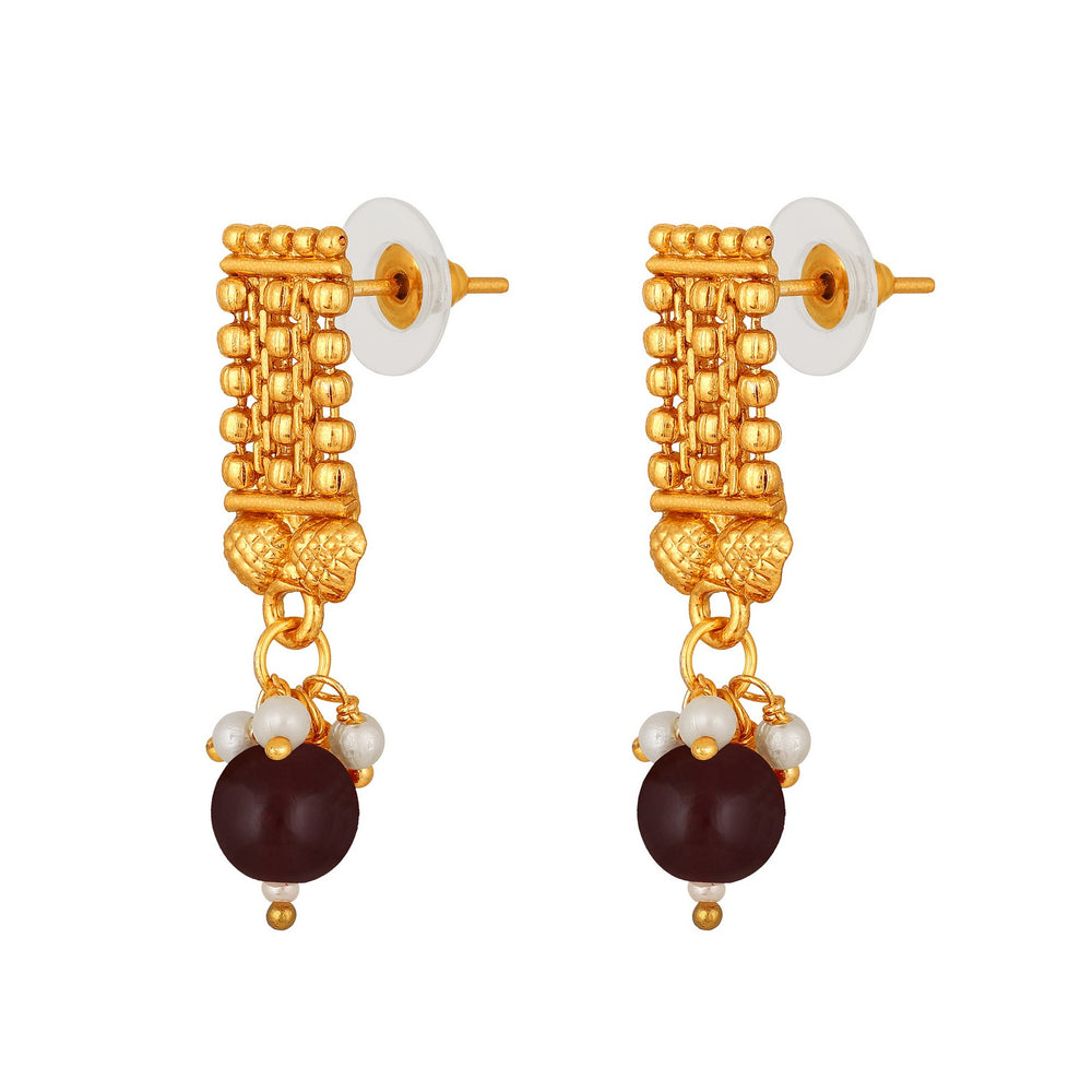 Traditional Maroon Beard Chokar Necklace Set