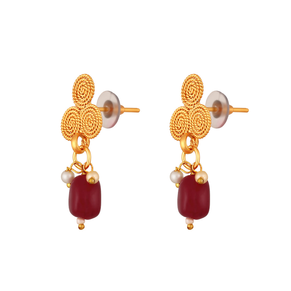 Maroon kundan Floral and cricular shaped Chokar Necklace Set