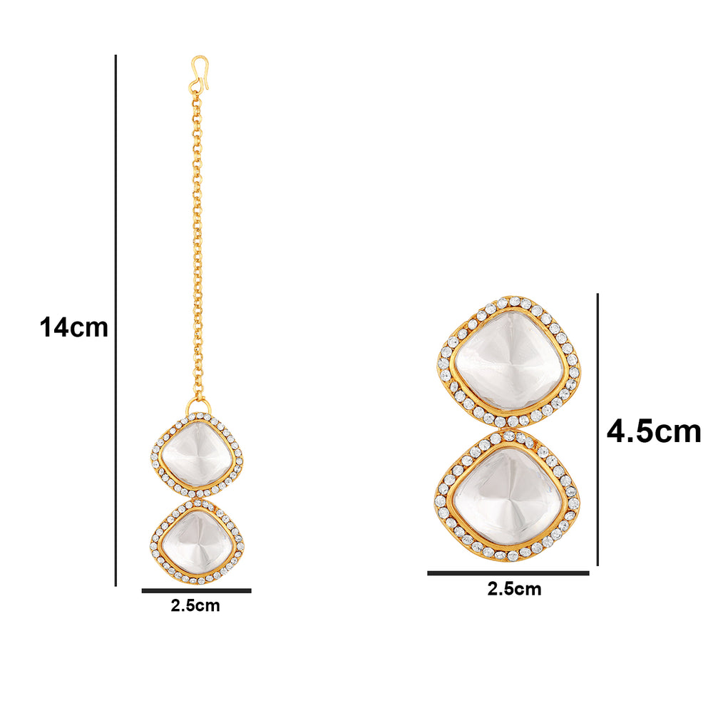Red and white Kundan Chokar Necklace Set