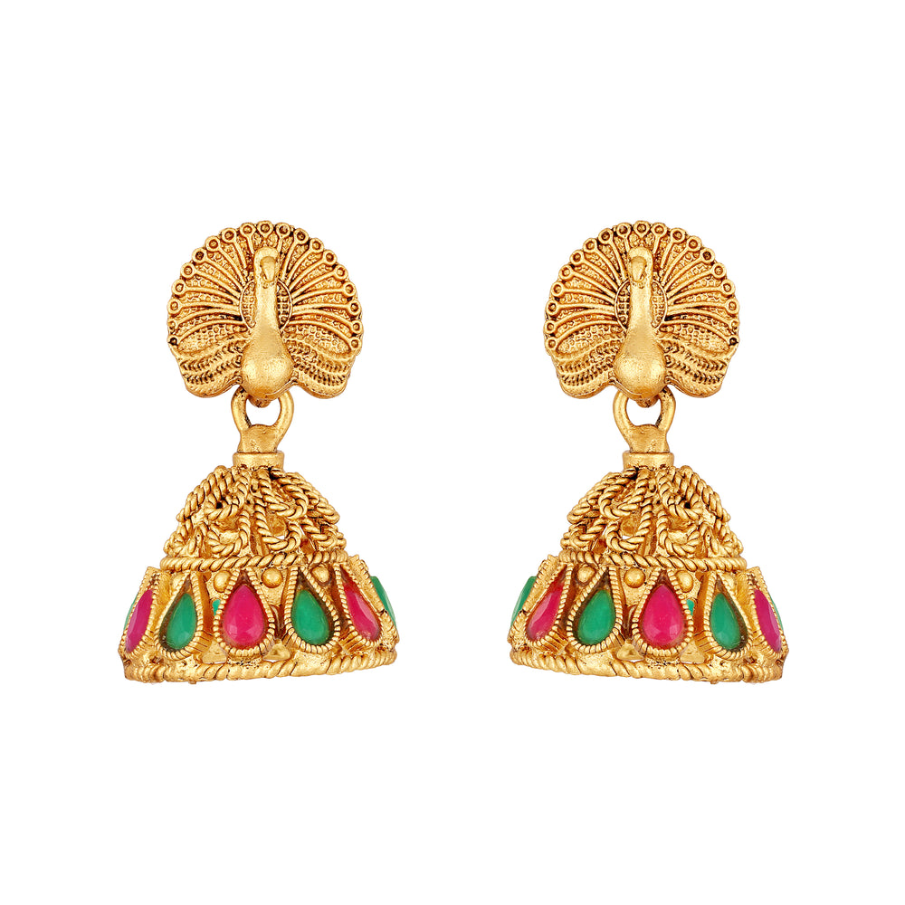 Multicolour Radha Krishana Peacock shaped Necklace Set