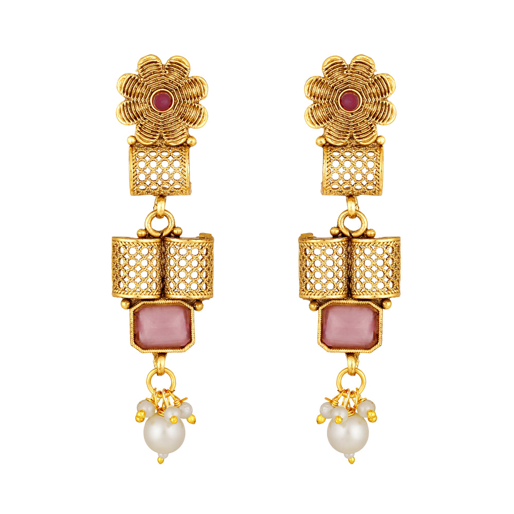 White Kundan Floral shaped Necklace Set
