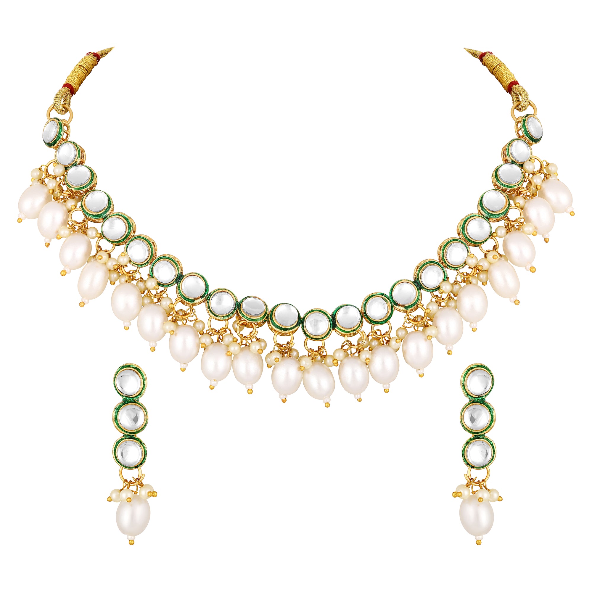 Green-meenakari-work-white-kundan-chokar-necklace-set