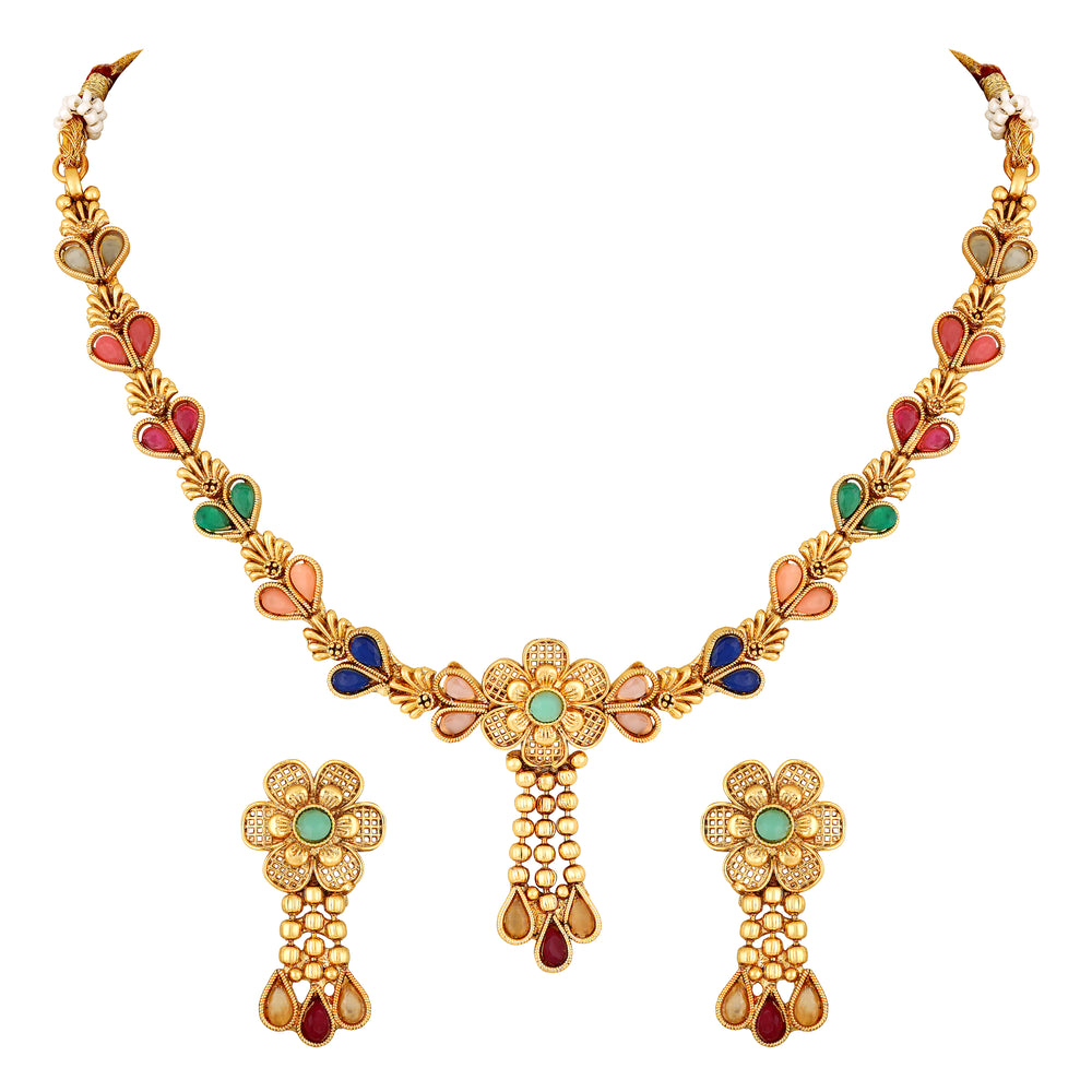 Multicolour Floral Necklace Set
