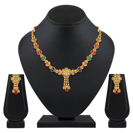 Multicolour Floral Necklace Set
