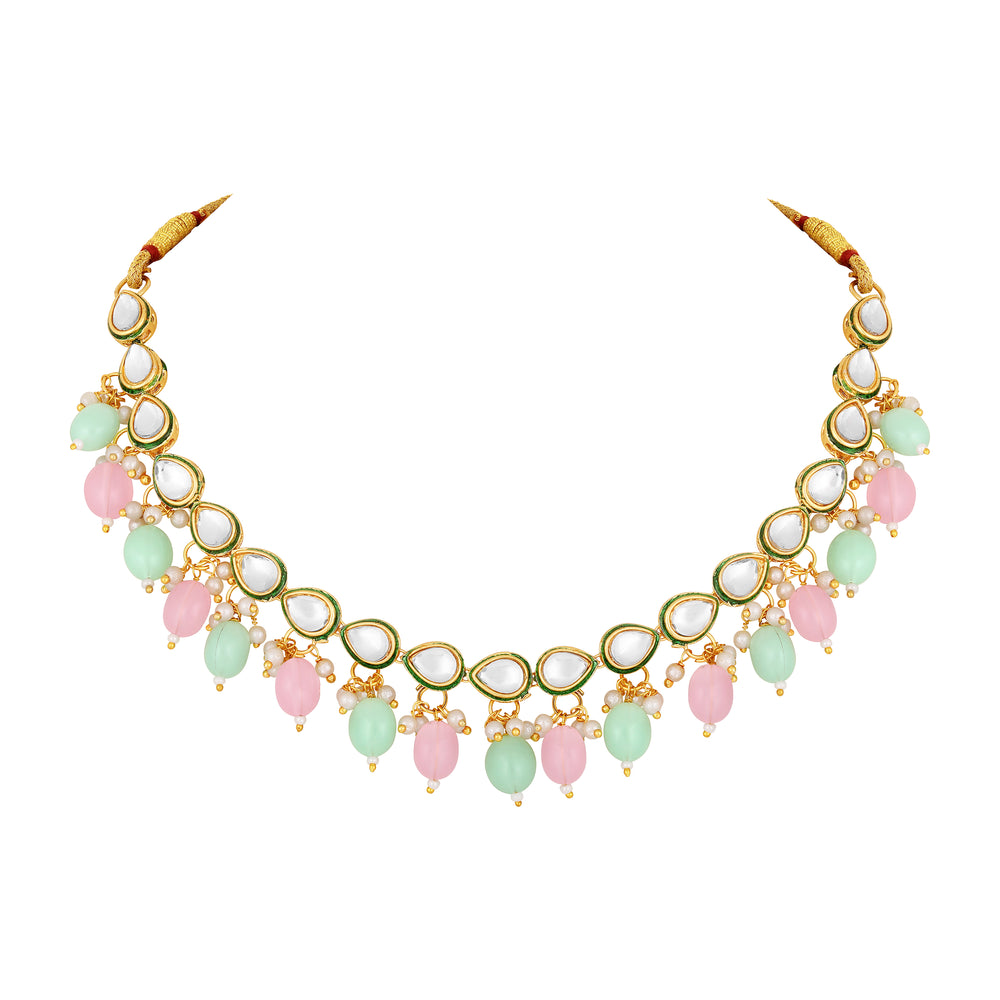 Meenakari Work Multicoloured Kundan Necklace Set