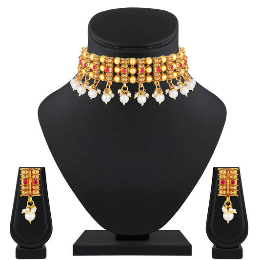 White Kundan Chokar Necklace Set