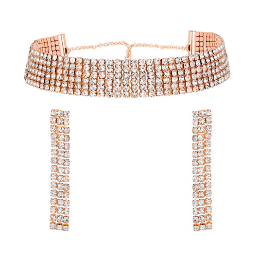 Rose Studed Chokar Necklace Set