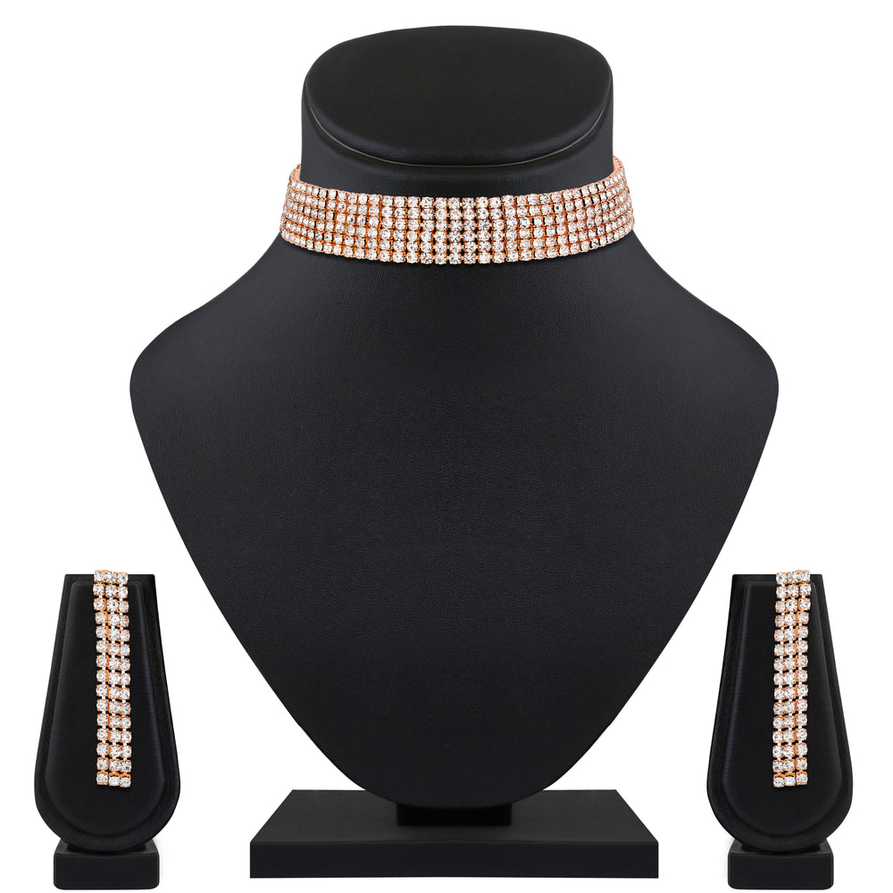 Rose Studed Chokar Necklace Set