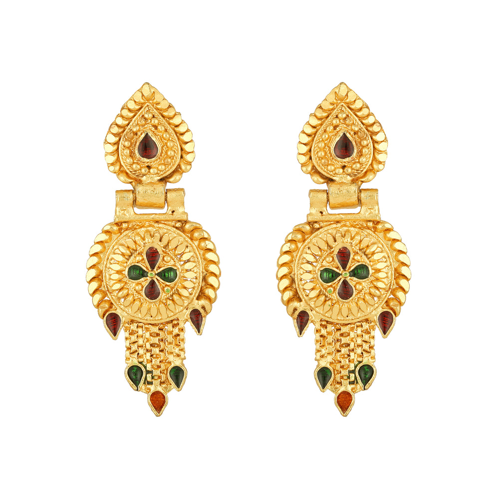 Multicoloured Meenakari Work Floral Necklace Set