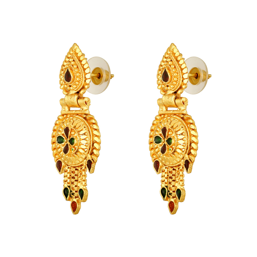 Multicoloured Meenakari Work Floral Necklace Set