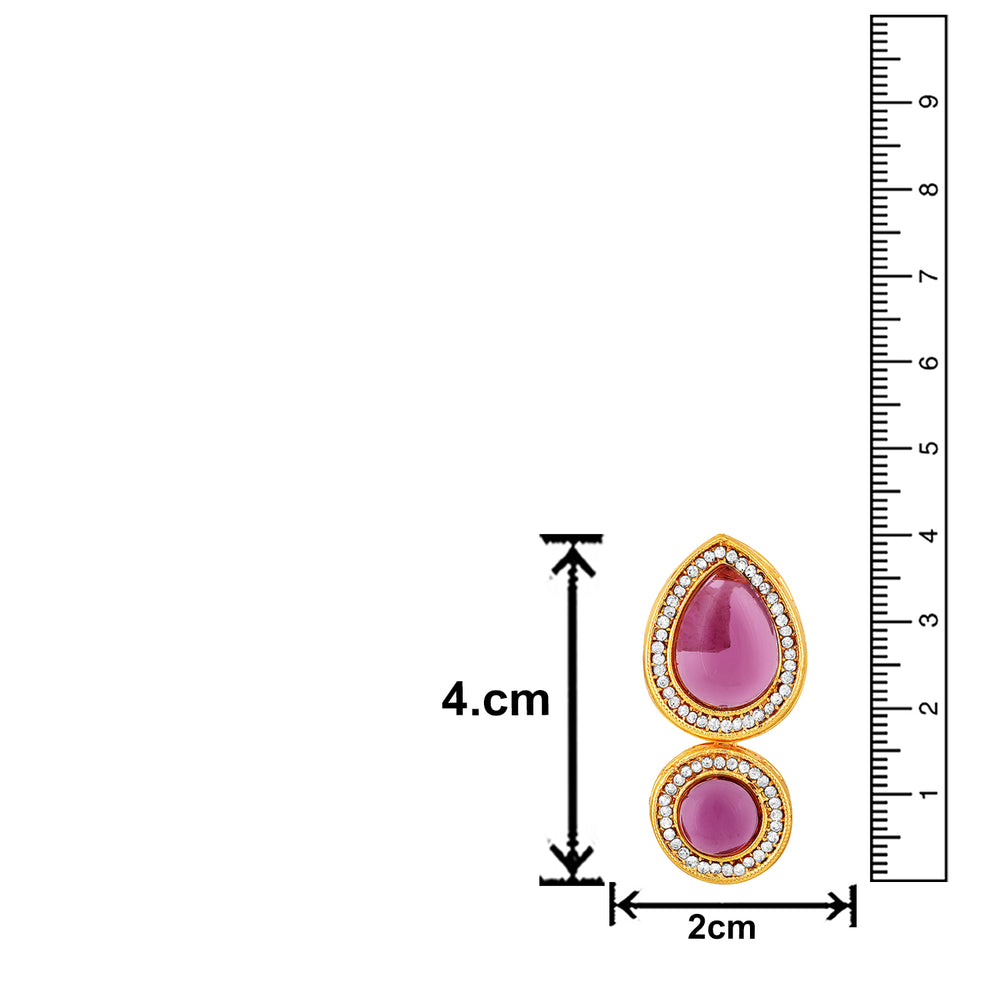 Glassy Purple Kundan Earrings