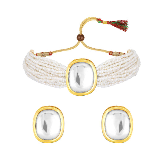 White Kundan Necklace Set