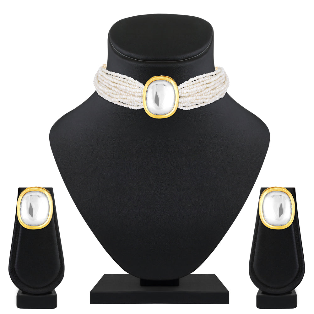 White Kundan Necklace Set