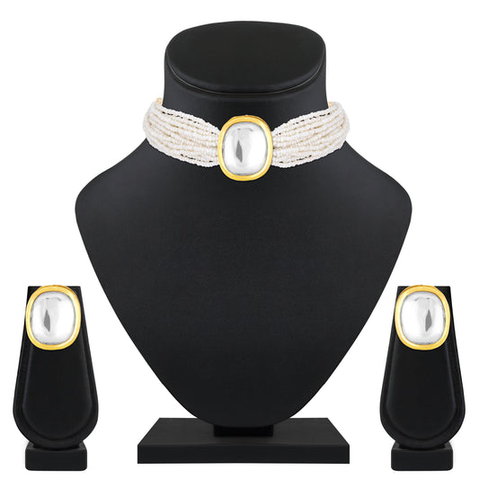 White Kundan Necklace Set