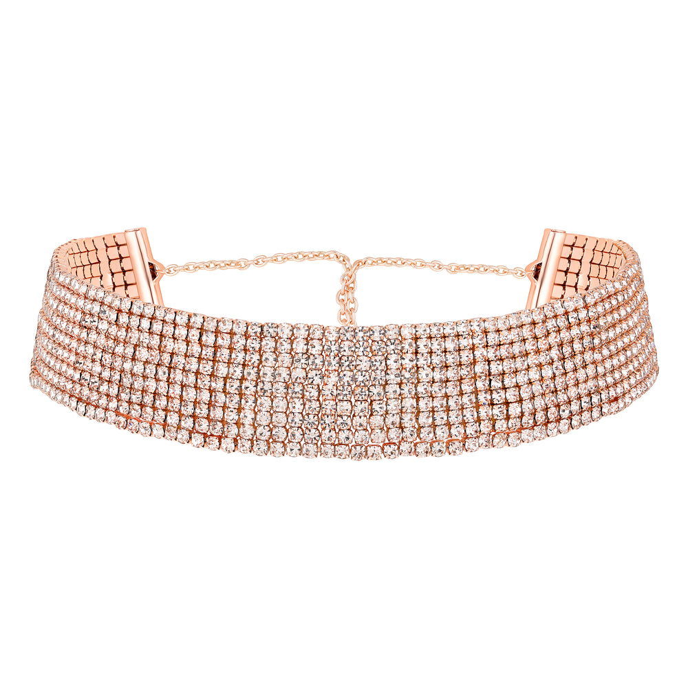 Rhodium Plated Studed Choker Necklace Set