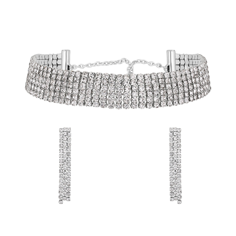 Rose Studed Chokar Necklace Set