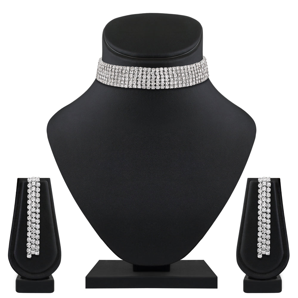 Rose Studed Chokar Necklace Set