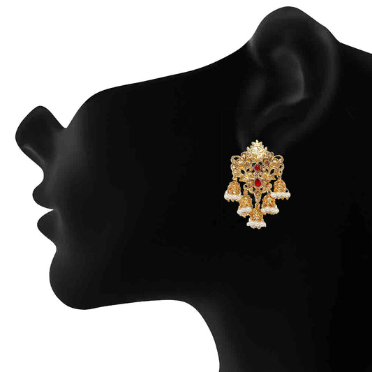 Traditional Kundan and Pearl Jhumki Earring