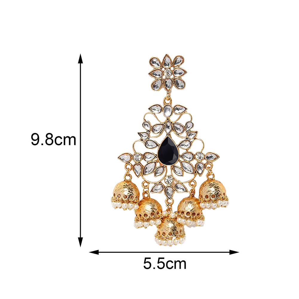 Traditional Dangler Big Jhumki Earrings with Red Kundan
