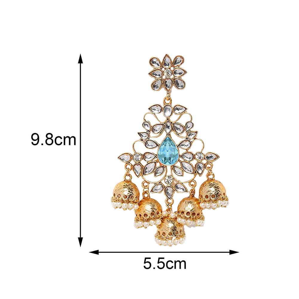 Traditional Dangler Big Jhumki Earrings with Red Kundan