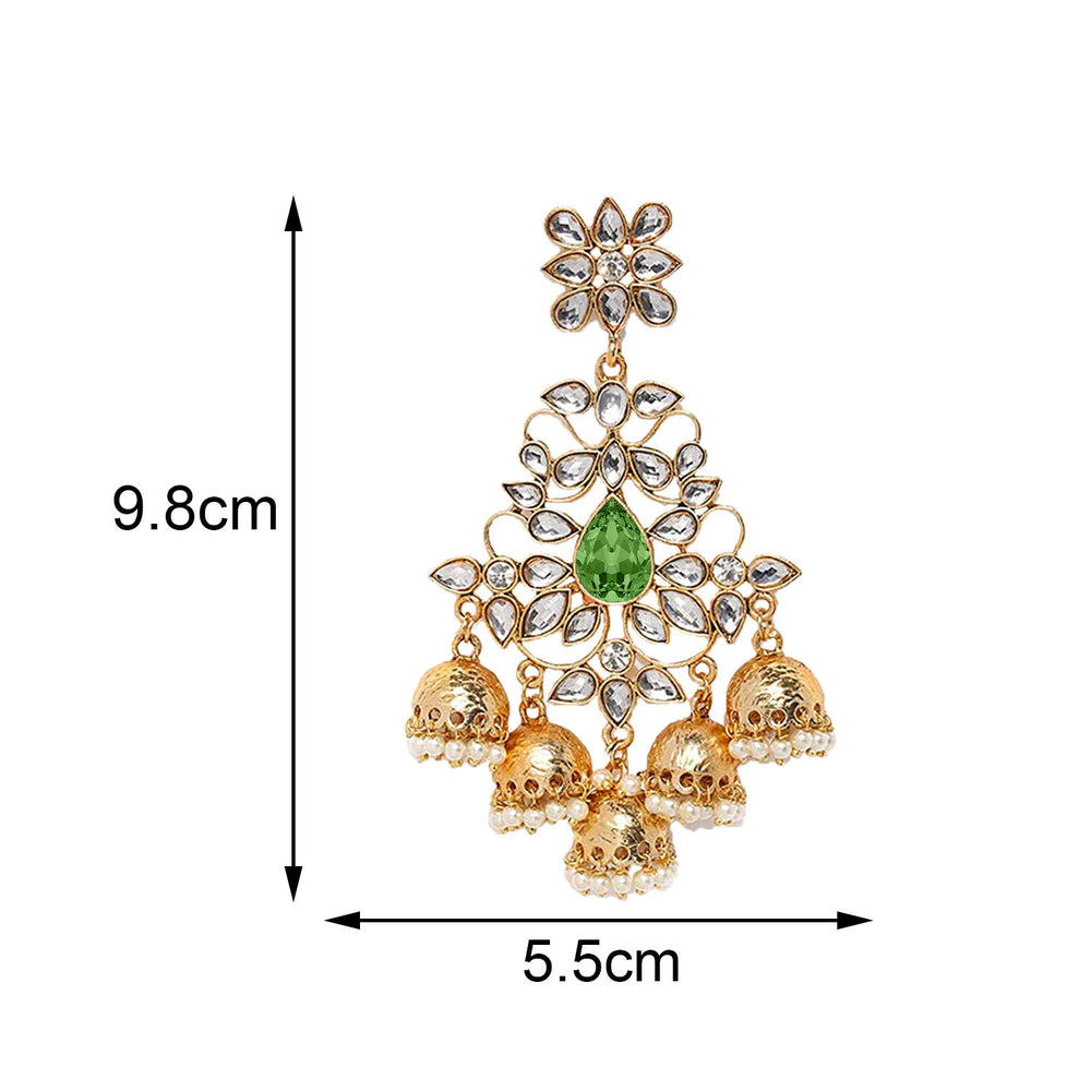 Traditional Dangler Big Jhumki Earrings with Red Kundan