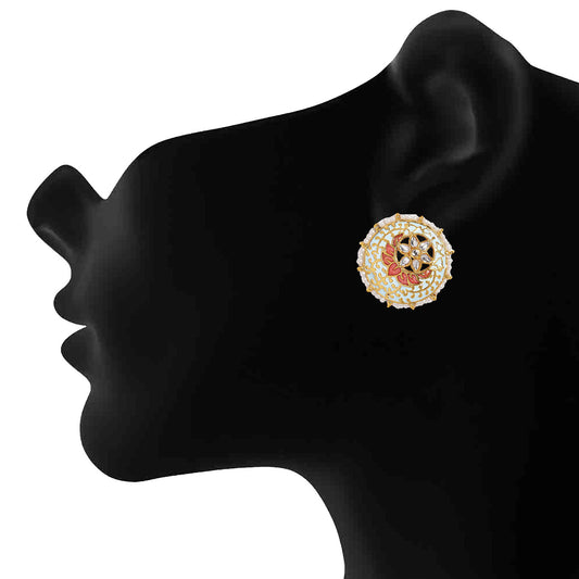 Traditional Multicolor Meenakari Circular Stud Earring
