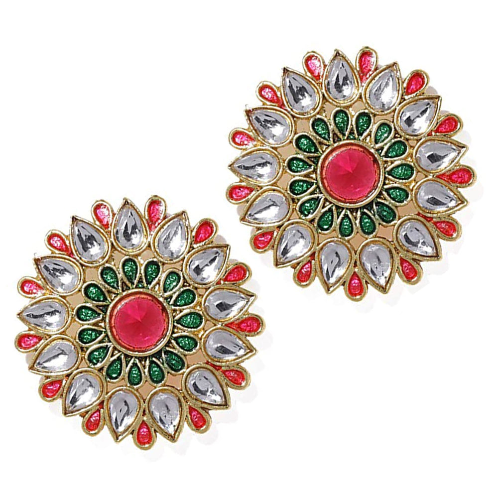 Traditional Multicolor Meenakari Circular Stud Earring