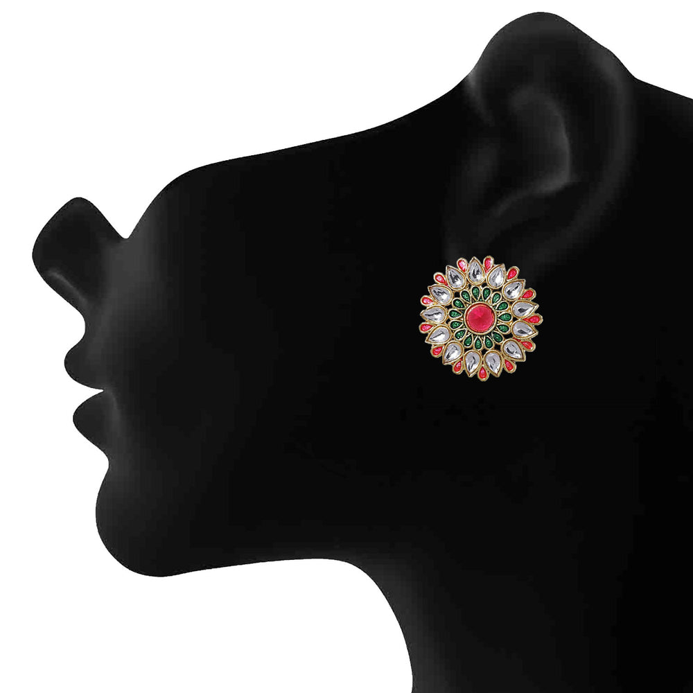 Traditional Multicolor Meenakari Circular Stud Earring