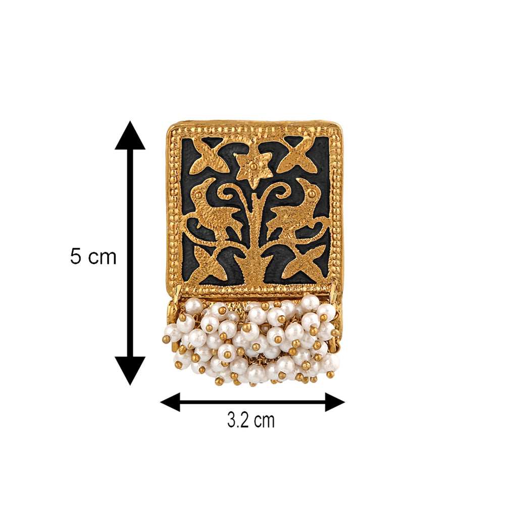 Meenakari Work Rectangular Shape Dangler Earring