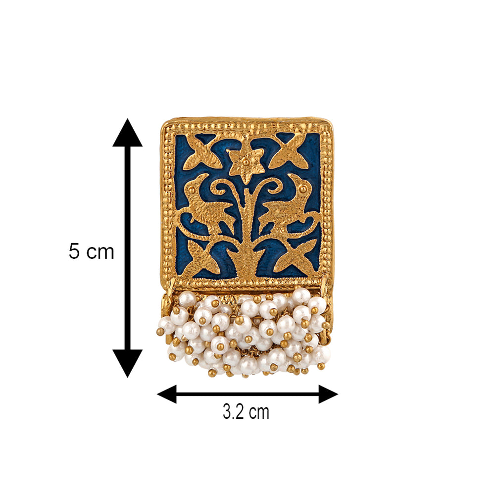 Meenakari Work Rectangular Shape Dangler Earring
