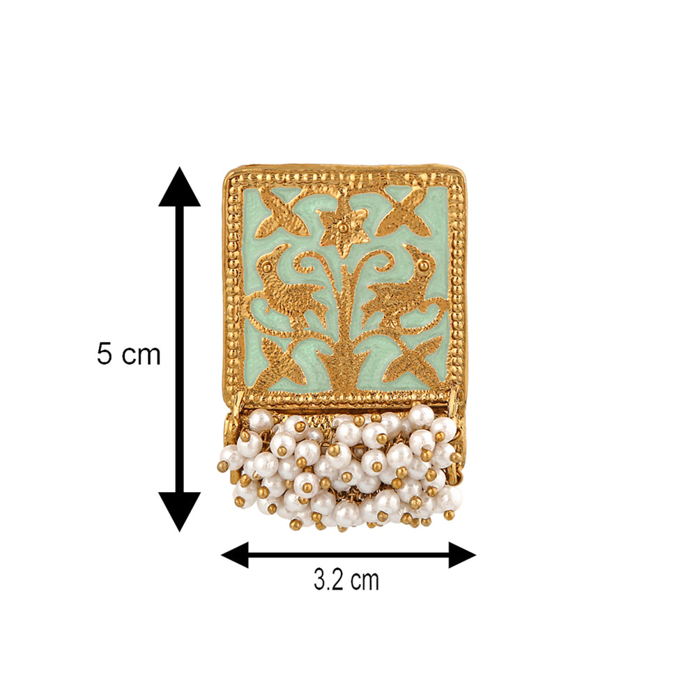 Meenakari Work Rectangular Shape Dangler Earring