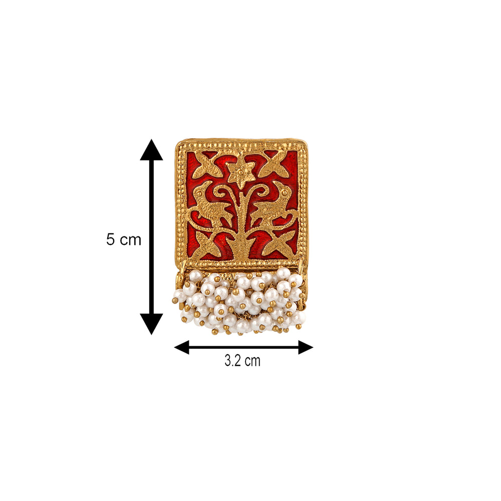 Meenakari Work Rectangular Shape Dangler Earring