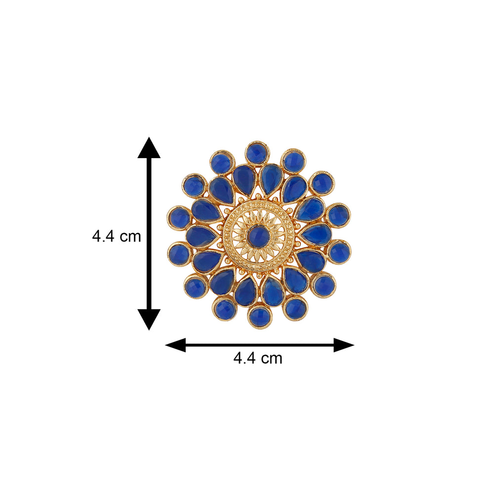 Ethnic Blue Kundan Circular Stud Earring