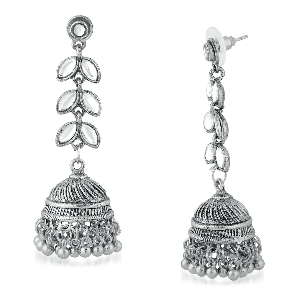 Traditional White Kundan Jhumki Earring