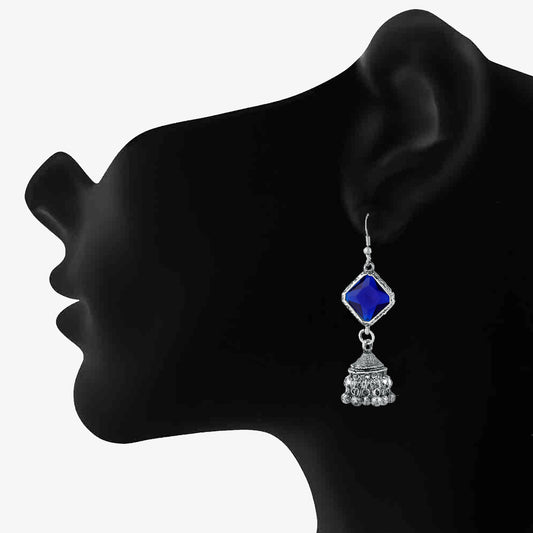 Ethnic Blue Kundan Jhumki Earring