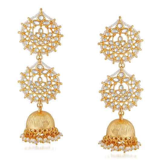 Ethnic White Kundan Jhumki Earring