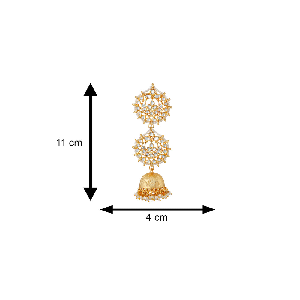 Ethnic White Kundan Jhumki Earring