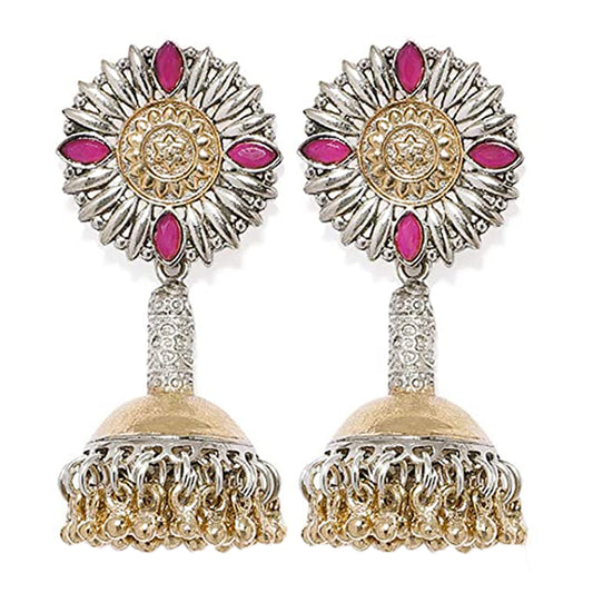 Floral Kundan Dangler Jhumka Earrings