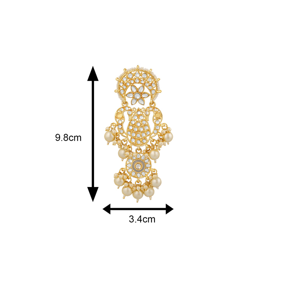 Traditional White Kundan Long Dangler Earring