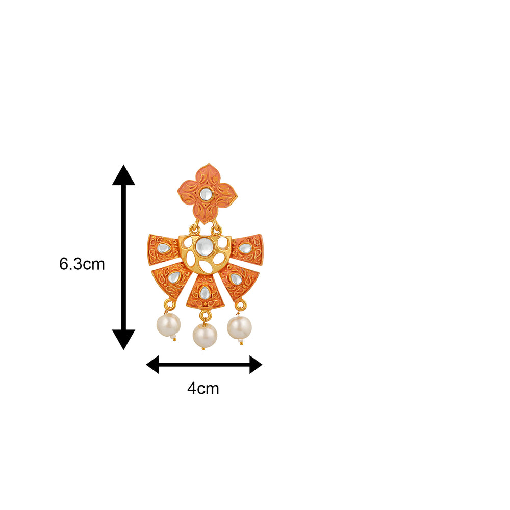 Traditional Floral Kundan Dangel Earring with Meenakari Work