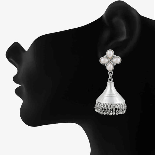 Floral Dangler Jhumki Artificial Pearl Earrings
