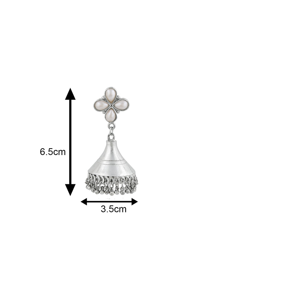 Floral Dangler Jhumki Artificial Pearl Earrings