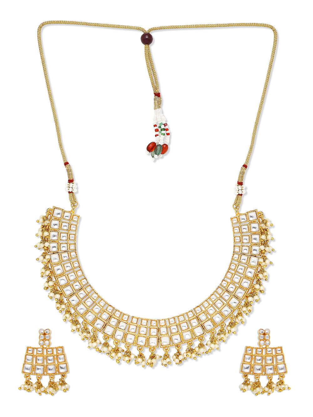 Traditional Ehtnic Squares Choker Necklace Set