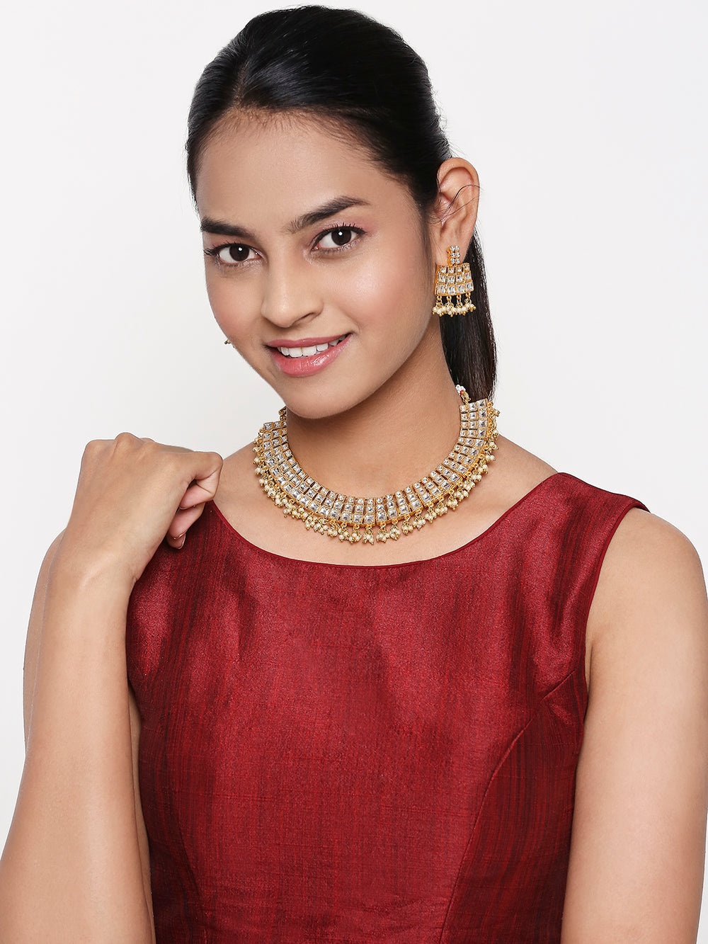 Traditional Ehtnic Squares Choker Necklace Set