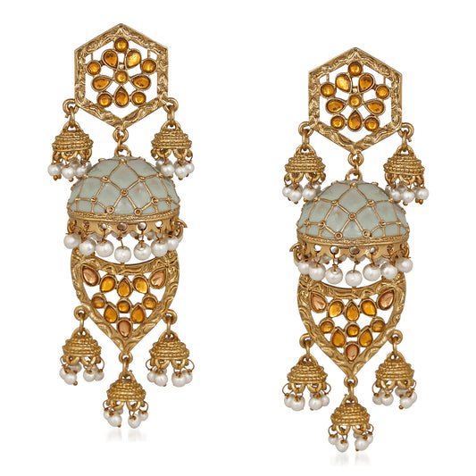 Layered Lomg Dangler Jhumki Earrings