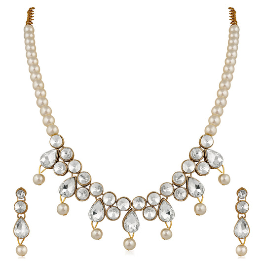 Traditional Necklace Set with Kundan and Artificial Pearl