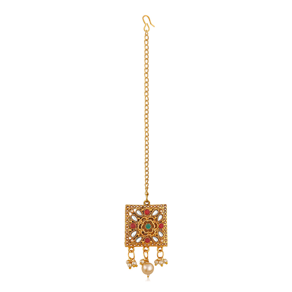 Traditional Choker Necklace Jewellery Set with Kundan and Artificial Pearl
