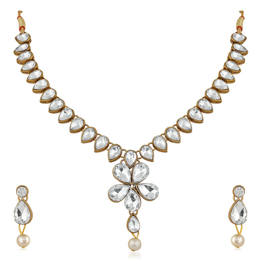 Traditional Necklace Set with Kundan and Artificial Pearl