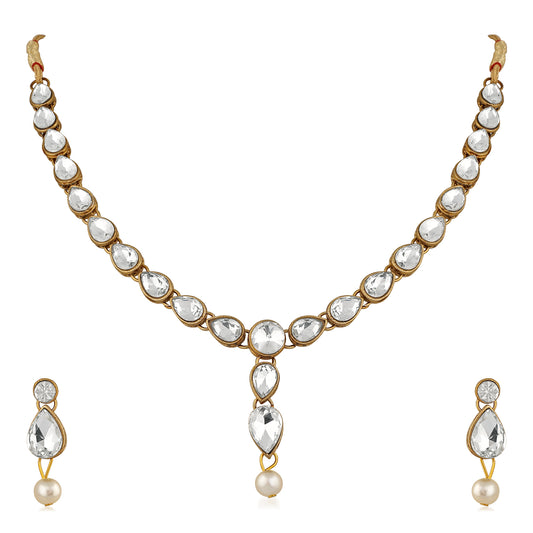 Traditional Necklace Set with Kundan and Artificial Pearl
